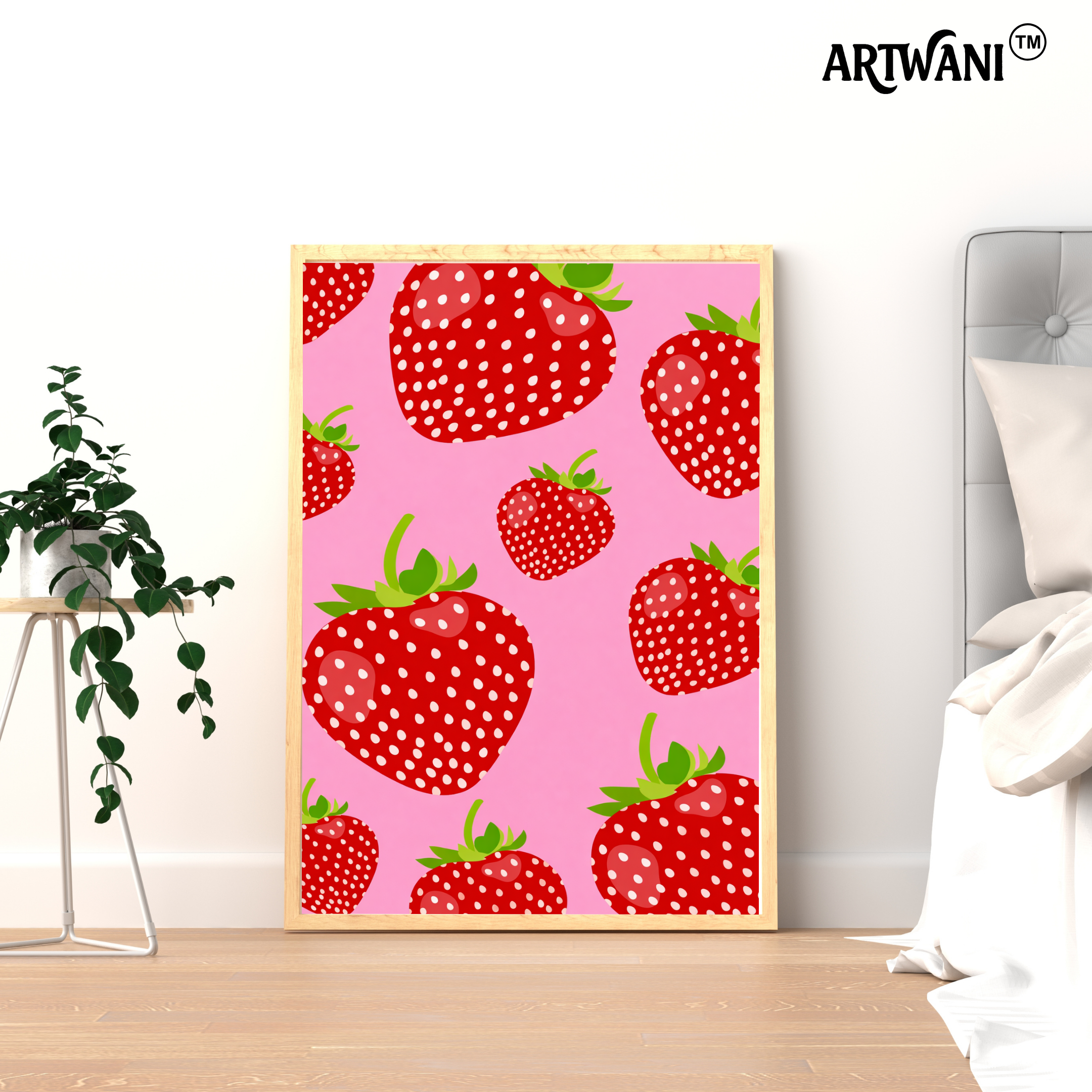 BerryLush Pop – Aesthetic Strawberry Illustration Wall Art