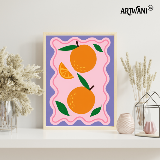 Citravia Bloom – Aesthetic Orange Fruit Illustration Wall Art