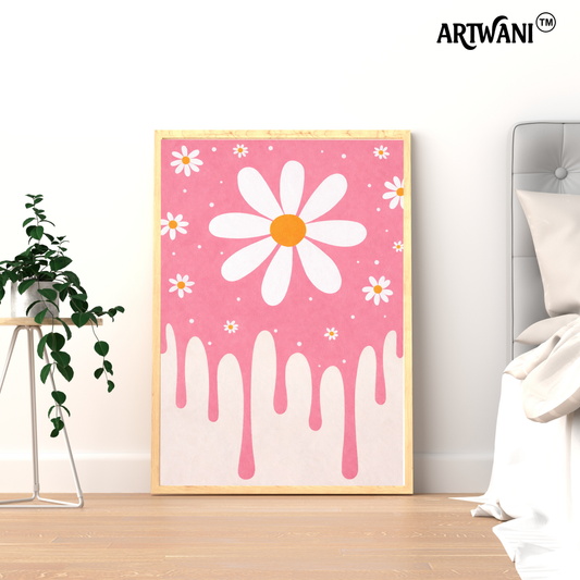 DaisyDrip Bliss – Aesthetic Daisy Flower Wall Art Poster