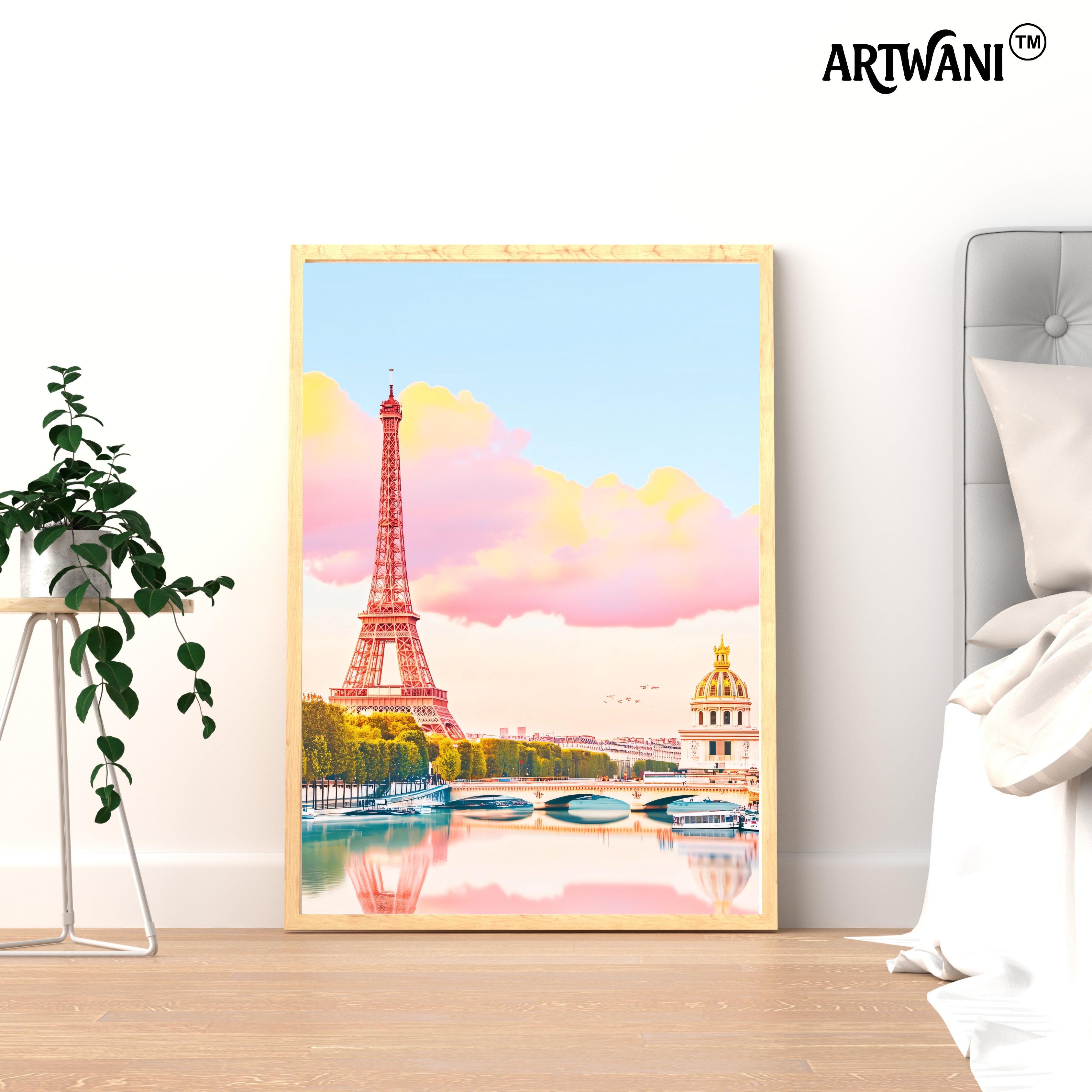 “Eiffel at Golden Hour” – Paris Reflection Art Photo Frame