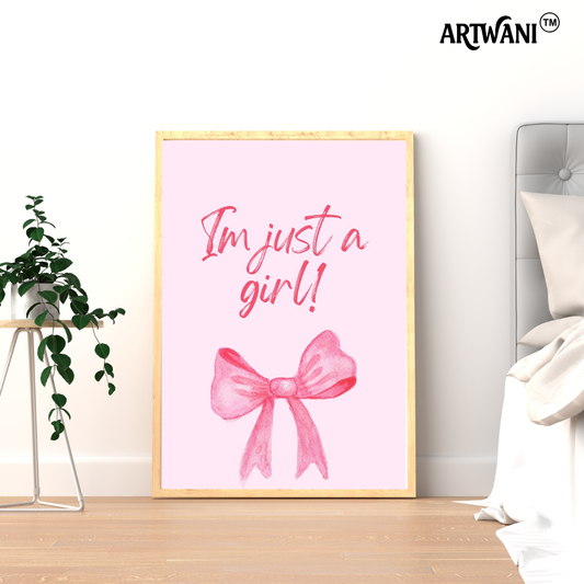 “Just a Girl” – Coquette Pink Bow Wall Art