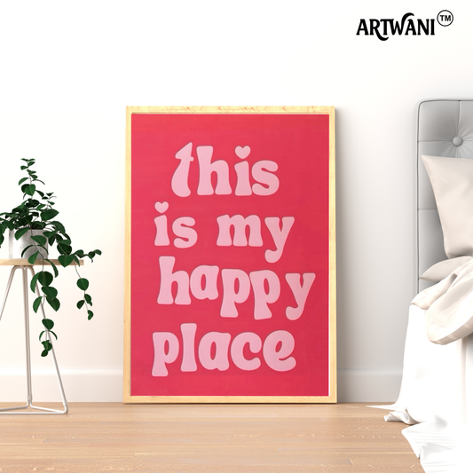 “My Happy Place” – Pink Aesthetic Quote Wall Art