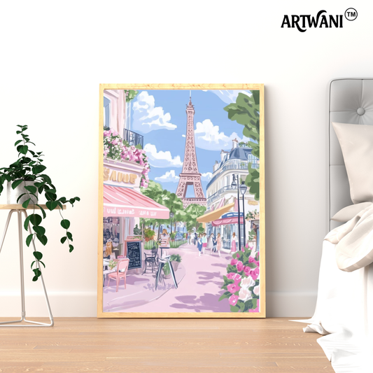 “Paris in Pastels” – Romantic Eiffel Street Art Photo Frame