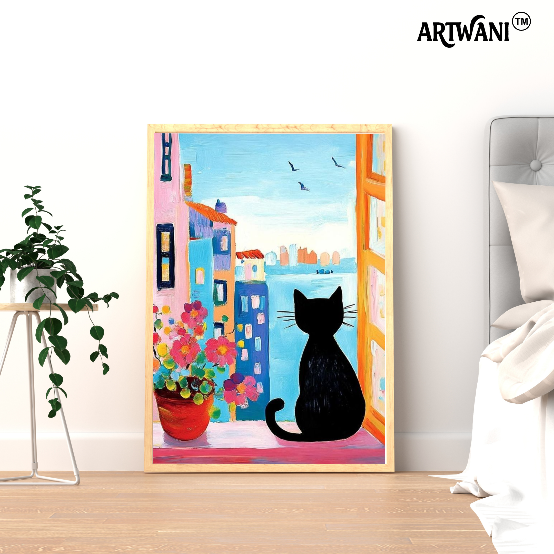 "Quiet Curiosity" – Cat by the Window Wall Art