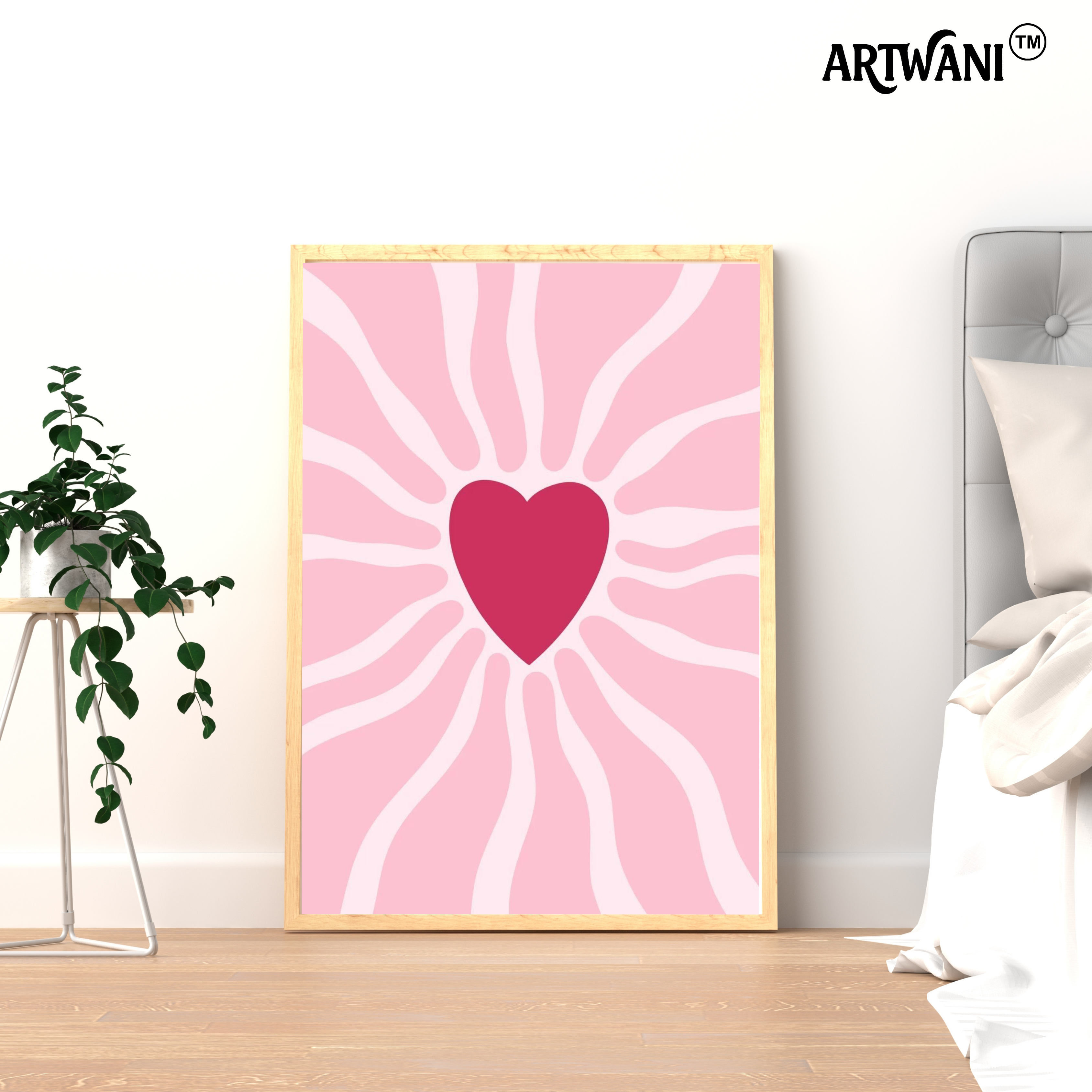“Radiant Heart” – Pink Aesthetic Modern Wall Art