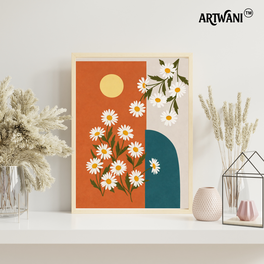 Sunlit Daisies – Abstract Floral Modern Wall Art