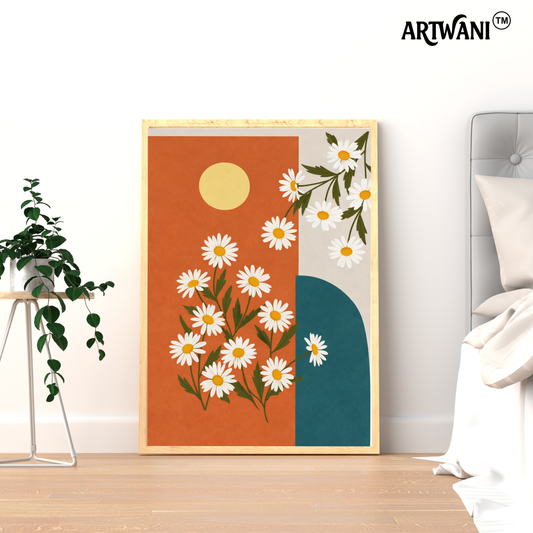 Sunlit Daisies – Abstract Floral Modern Wall Art