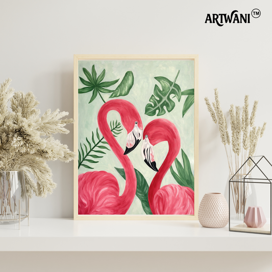 Tropical Harmony – Flamingo Love Wall Art