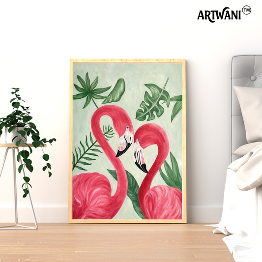 Tropical Harmony – Flamingo Love Wall Art