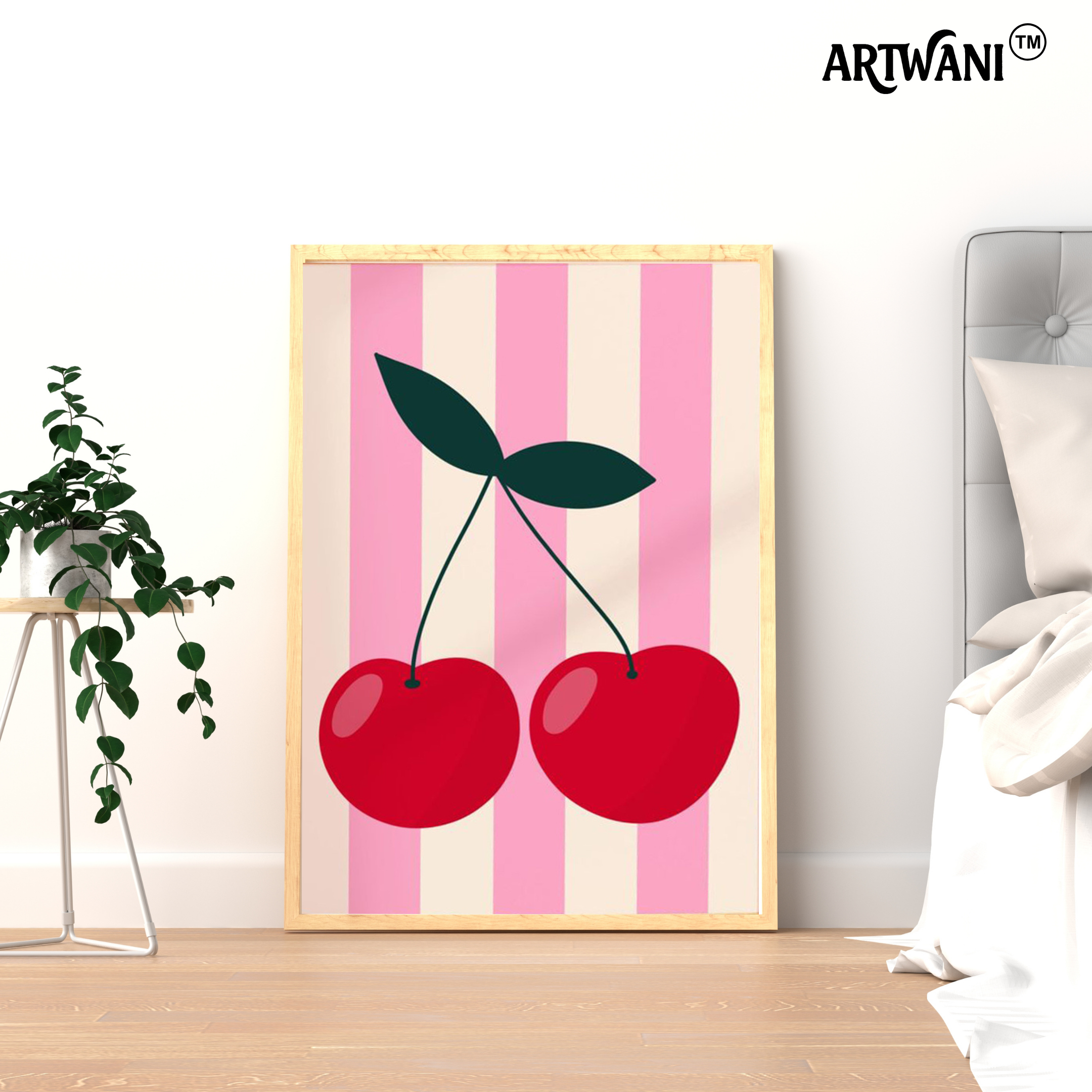 CherryMuse – Minimal Cherry Illustration Wall Art