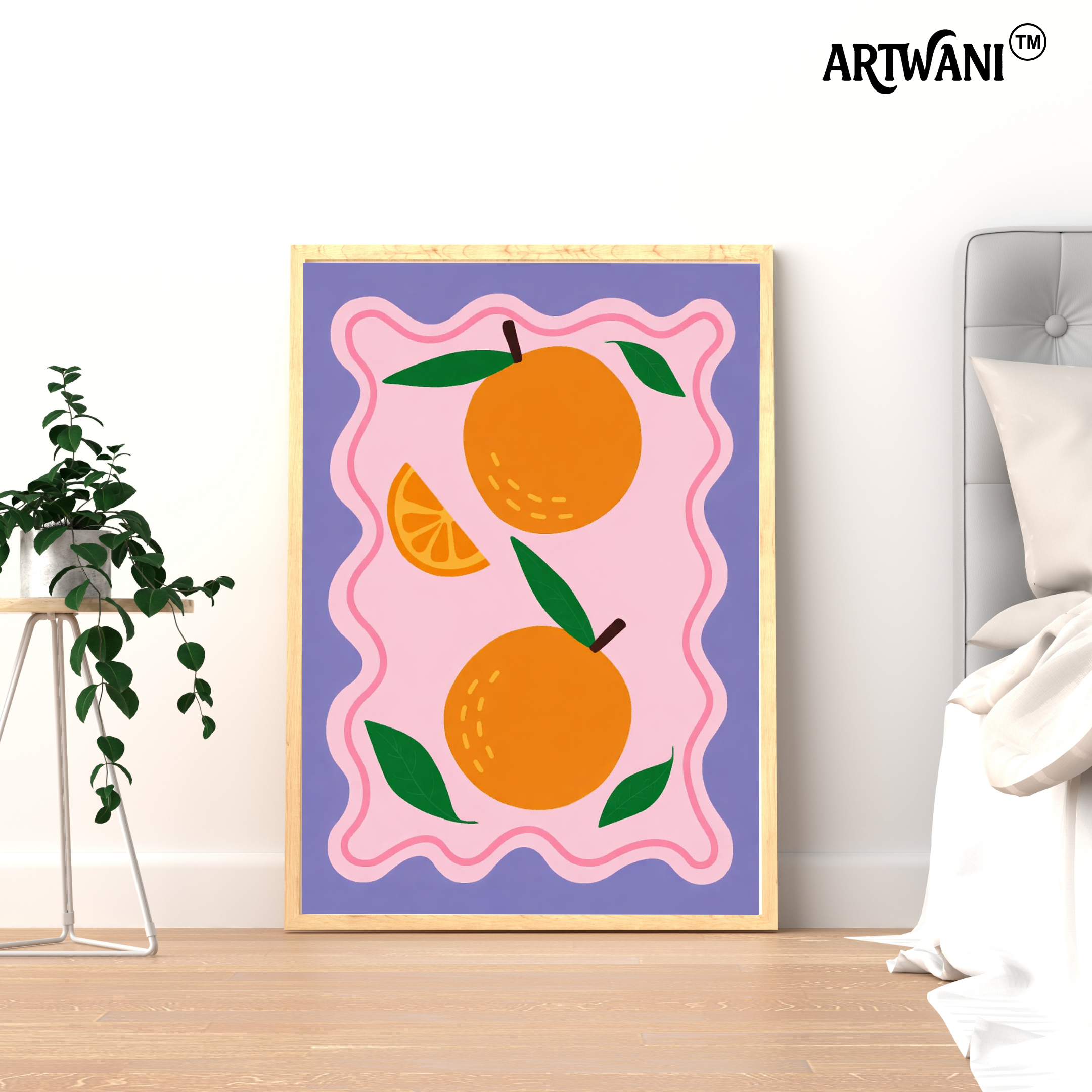 Citravia Bloom – Aesthetic Orange Fruit Illustration Wall Art