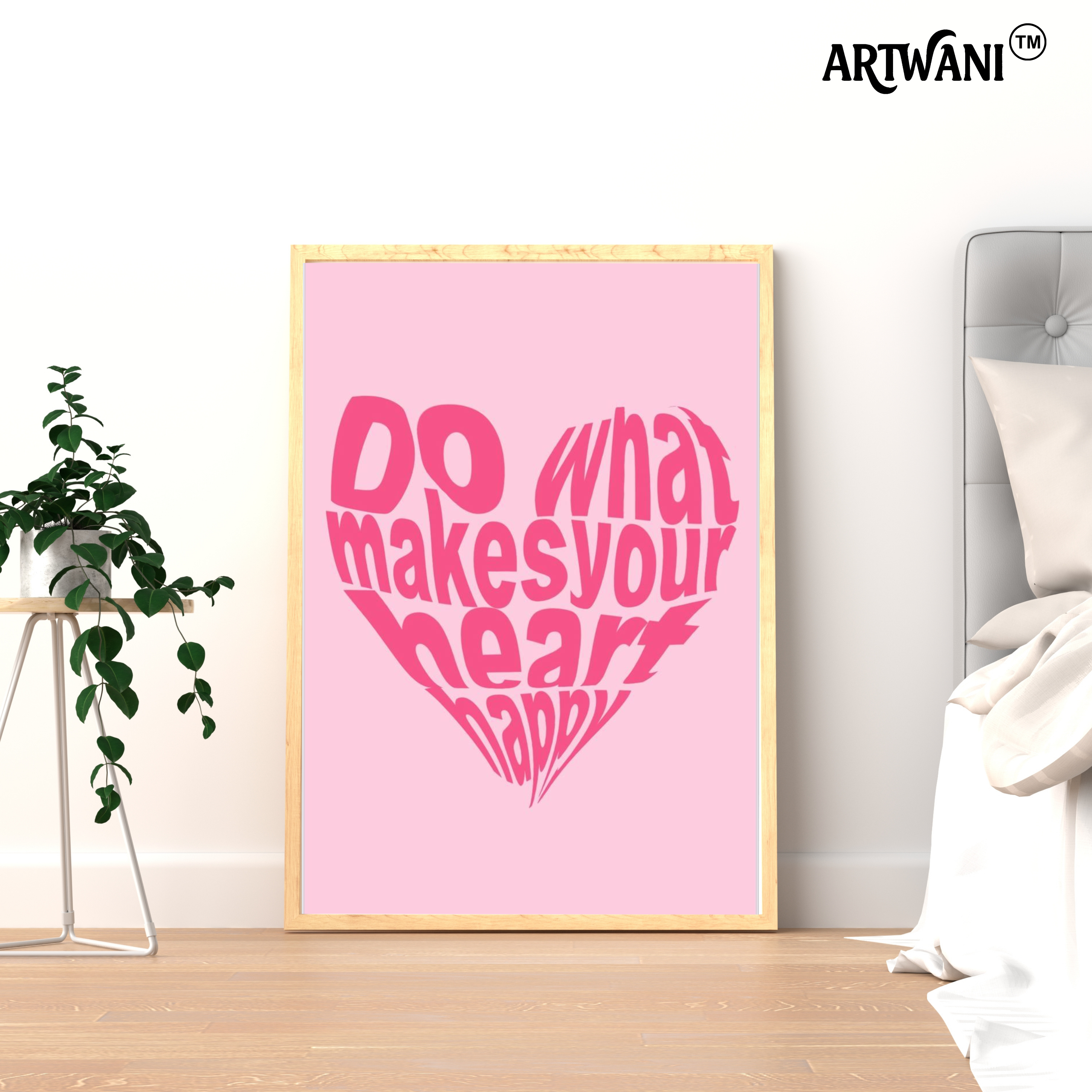 Do What Makes You Happy Pink Typography Love Wall Art