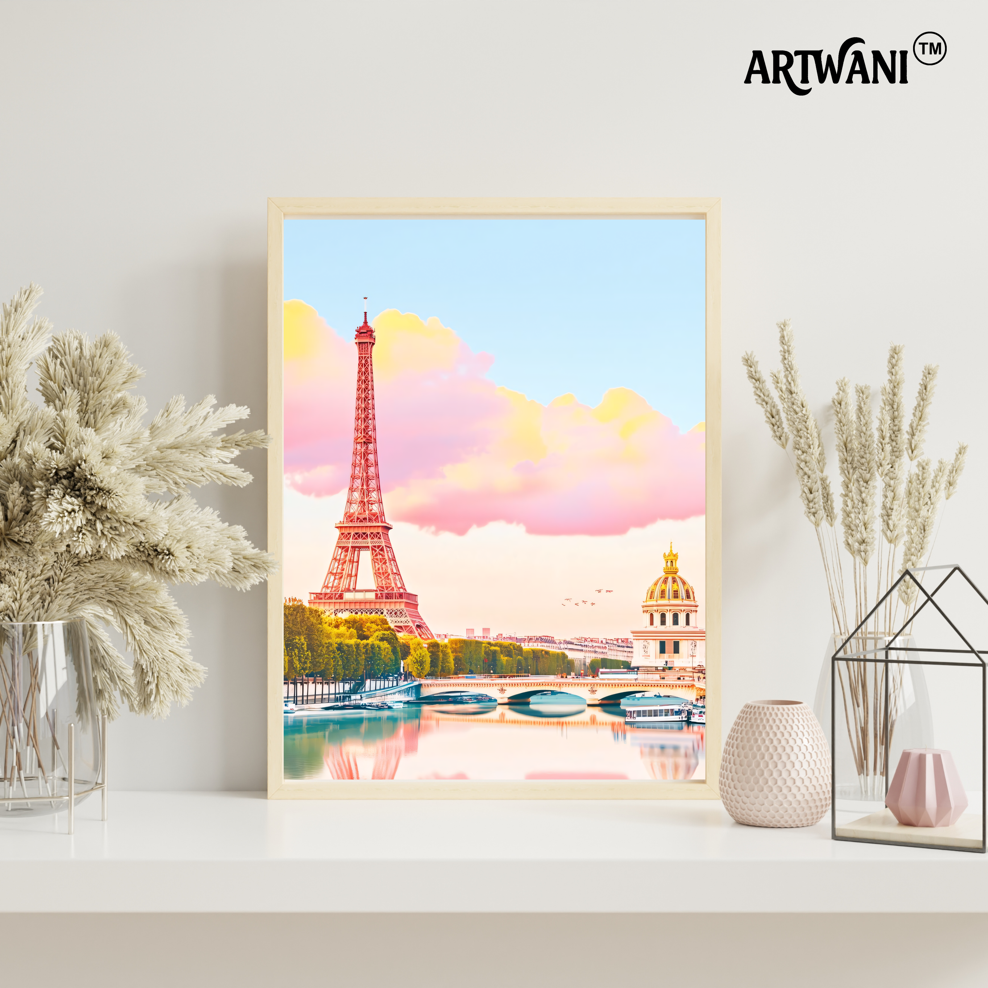 “Eiffel at Golden Hour” – Paris Reflection Art Photo Frame